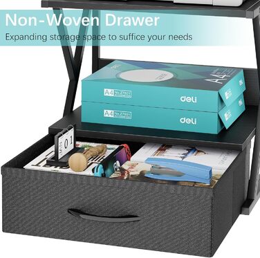 Підставка для принтера з ящиком, стіл-організатор, чорний. Підходить для офісу, дому, школи, копіювальних машин та сканерів