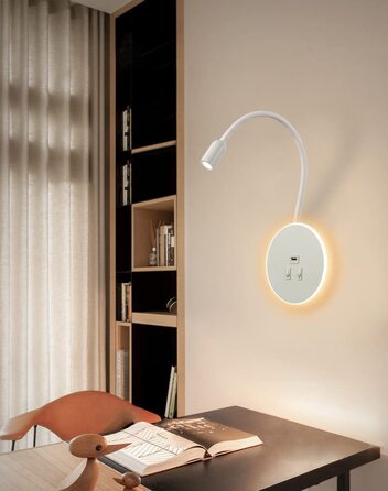 Світлодіодна настінна лампа для читання Awekliy потужністю 3 Вт 8 Вт з гусячою шиєю, USB-зарядка з перемикачем, настінна настінна лампа для читання, приліжкова лампа, внутрішній світильник для читання, поворотний настінний світильник для спальні, приліжко