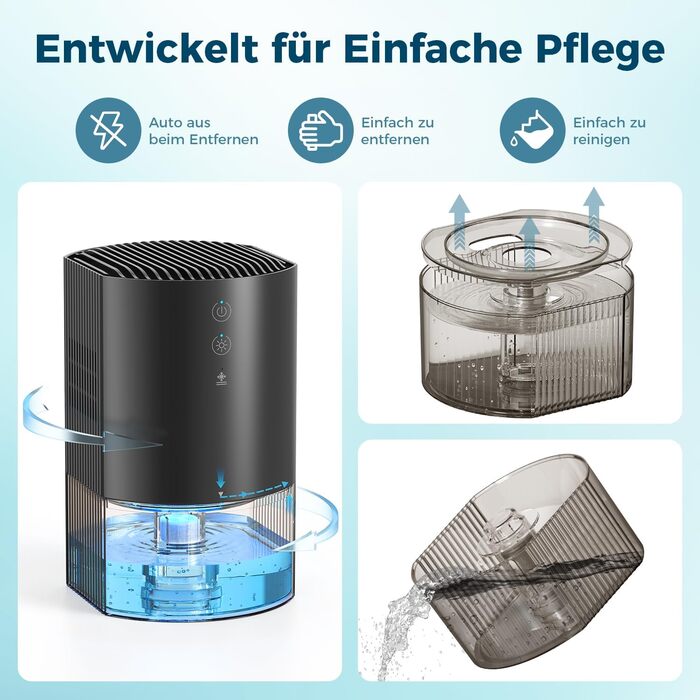 Електричний осушувач повітря AROEVE 990мл з підсвіткою 7 кольорів, автоматичне вимкнення, захист від пролиття, для дому, шафи, ванної кімнати та кухні