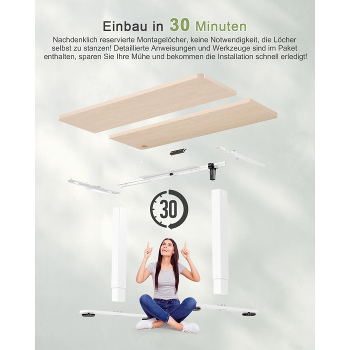 Електричний регульований стіл JUMMICO 80x60 см з USB-портом - ергономічний стіл для роботи та навчання