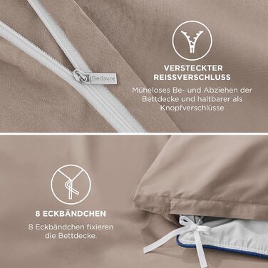 BEDSURE Комплект постільної білизни 135x200, бавовна, 4 частини - комплект постільної білизни, 2 наволочки 80x80 см, Oeko-Tex, Salbei (Хакі)