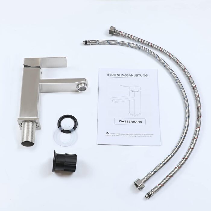 Змішувач для ванної кімнати з нержавіючої сталі, однолеверний, для умивальника, під високий тиск, з підключенням до гарячої та холодної води