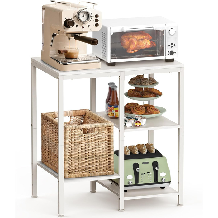 Металева кухонна вітрина-органайзер на 4 яруси, регульована, для кавової станції, чорна