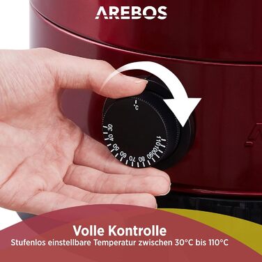 Електричний глінтвейнер Arebos 1650W - диспенсер гарячих напоїв, 20 л, з піддоном, краном, термостатом та захистом від перегріву. Регулювання температури 30-110 °C. Червоний колір.