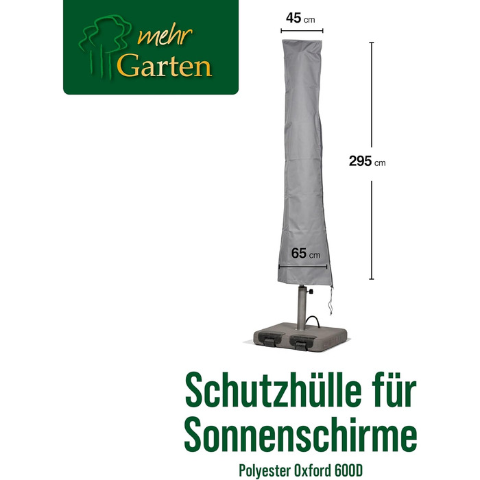 Чохол для парасольки круглий/кутовий сірий, Oxford 600D, водонепроникний, UV-стійкий, до Ø500см / 400x400см