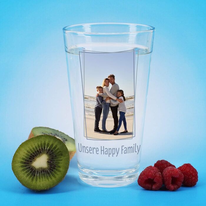 Склянка для напоїв Heart & Home з фотографією та текстом на ваш вибір - улюблене фото у вертикальному положенні, макс. 50 символів