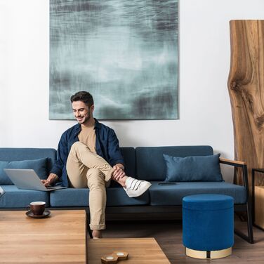 Relaxdays М'яке крісло-пуф з місцем для зберігання, блакитне