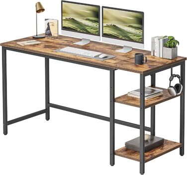 Комп'ютерний стіл CubiCubi з полицями, 100x50 см, білий. Стіл для офісу, дому та робочого кабінету. Сталевий каркас, індустріальний стиль
