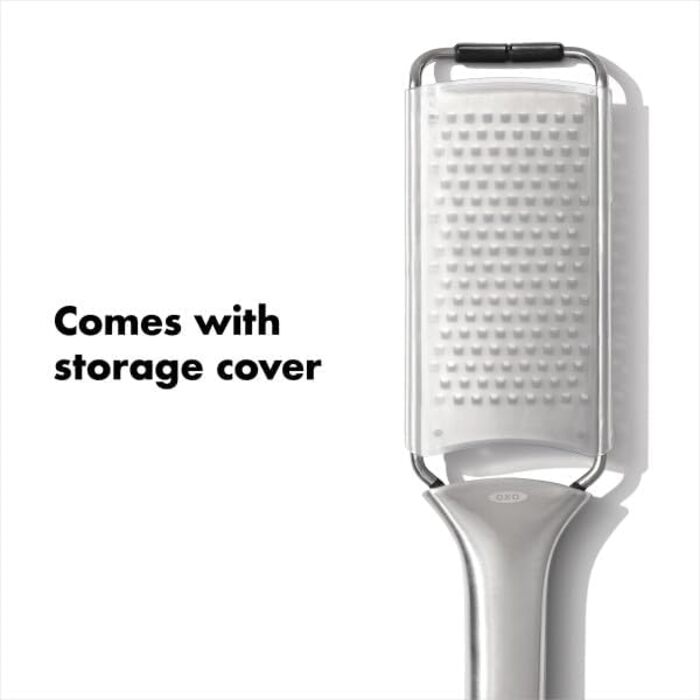 OXO Good Grips Тріскачка-тертка для овочів з контейнером з нержавіючої сталі, срібляста/чорна