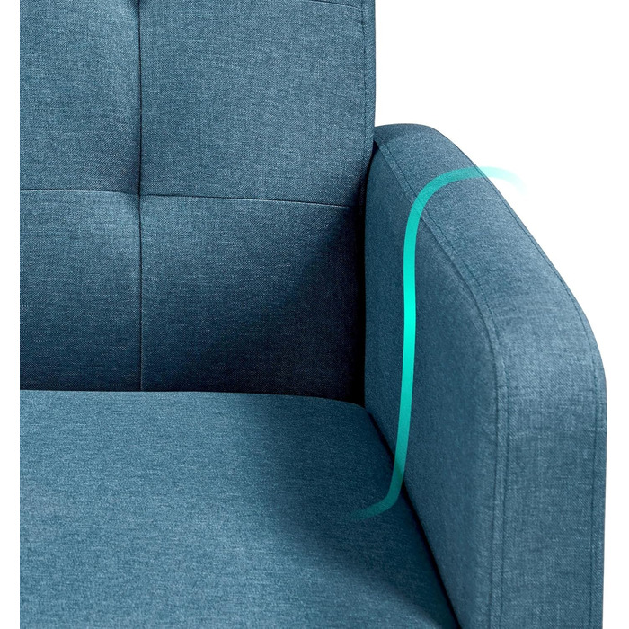 Крісло-мішок Yaheetech з підлокітниками, блакитне, з поліестеру, до 136 кг, для вітальні