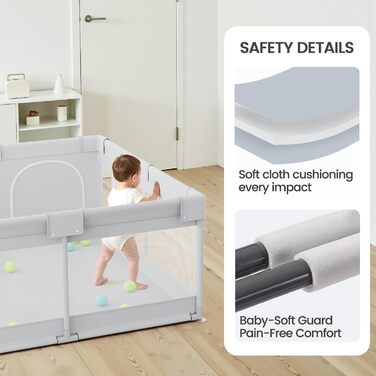 Дитячий манеж-ігровий центр 120x120 см, сірий - безпечний простір для малюків