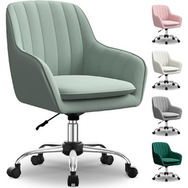 Крісло для робочого столу Daccormax, крісло для туалетного столика, обертове крісло до 150 кг, офісне крісло з регулюванням висоти, крісло для дому з м'якою оксамитовою оббивкою, комфортне для робочого кабінету, спальні, офісу, рожеве (темно-зелене)