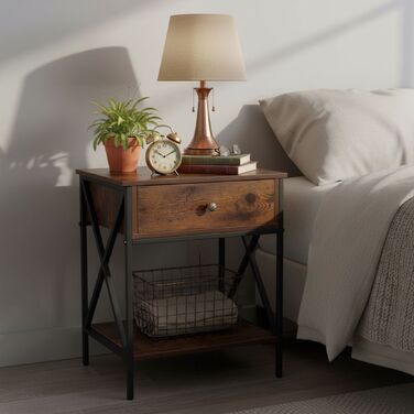 Relaxdays: Промисловий приліжкові столи з шухлядою та полицею