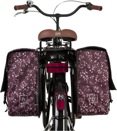 FAST RIDER Fastrider Nara Double Pannier Trend MIK (Mini Flower Aubergine), FAST RIDER Fastrider Nara Double Pannier Trend MIK (Mini Flower Aubergine)