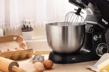 Кухонний комбайн Venga! VG M 3014 Standmixer: 1000 Вт, 5 л чаша з нержавіючої сталі, 4 аксесуари, рецепти, чорний