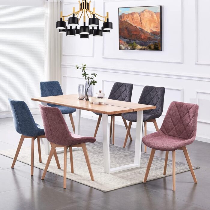 Набір з 2-х оббивних стільців для їдальні B&D Tania, рожевий, стиль кантрі/сканді, для кухні, офісу, туалетного столика, Webstoff Merlot, 11118-ROSA-2