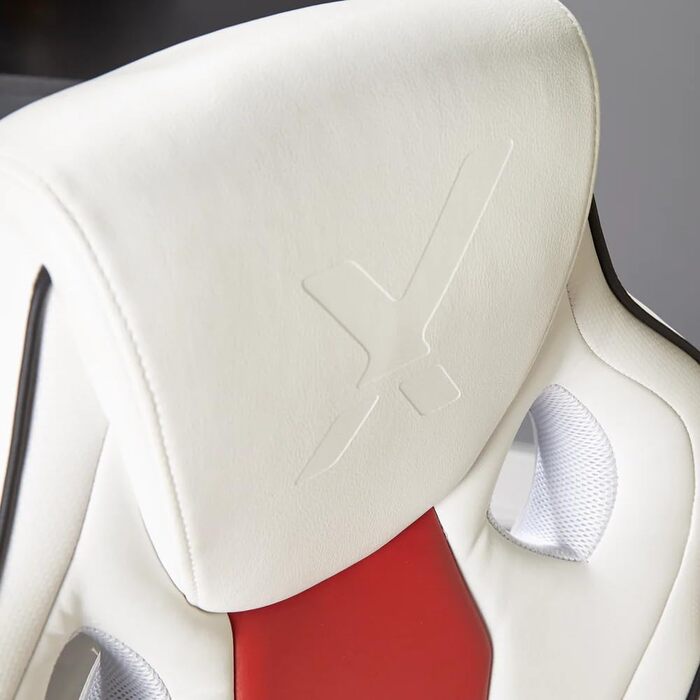 Ергономічне ігрове крісло/офісне крісло/стілець X Rocker Maverick з підлокітниками, поворотним і регульованим по висоті, з можливістю завантаження до 100 кг - Білий/Червоний