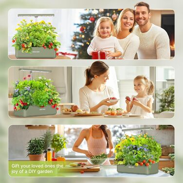SUNCOZE Гідропонна система вирощування, набір для вирощування трав в приміщенні з LED-лампою, Smart Garden на 12 капсул, 4L резервуар для води, регульована висота, тиха інтелектуальна помпа, для дому, кухні (зелений)
