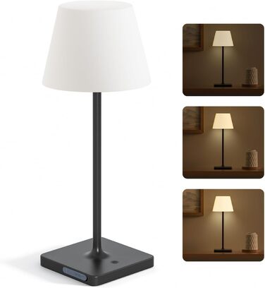 LED лампа настільна акумуляторна бездротова, диммувана, з сенсором, 4000mAh, з функцією павербанку, IP44, вологозахищена, для дому та вулиці (чорна)