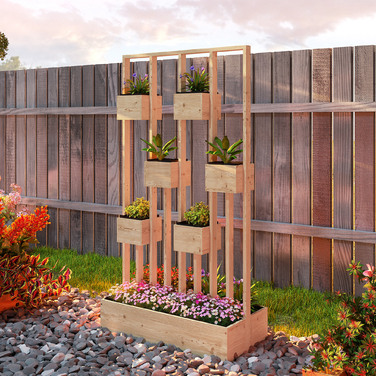 Підвищене грядка з опорою для ліан, кошики, дерев'яний ящик для рослин, горщик для квітів, 90 x 45 x 170 см