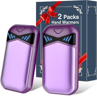 Електричні грілки для рук DDKJ 2 шт., 7000mAh, з магнітом, 3 режими нагріву до 55°C, для дітей, чоловіків, жінок, фіолетові