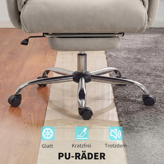 Офісний крісло з регулюванням нахилу та висоти, ергономічне крісло для роботи з підлокітниками та підніжкою, висока спинка, розміри 75 x 77 x 110-118 см, сірий