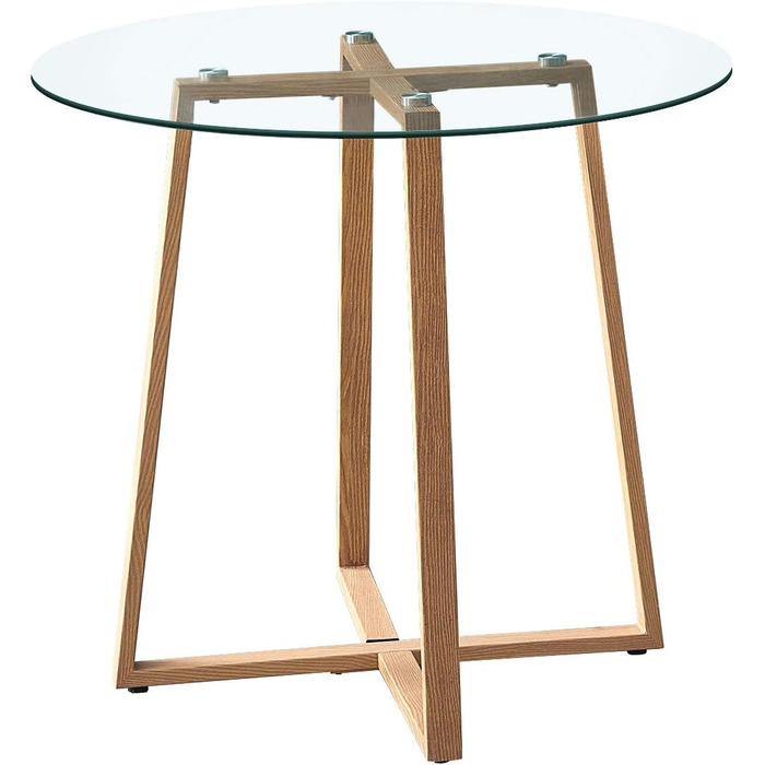 Стільниця обіднього столу H.J WeDoo кругла зі скла та 2 стільці в скандинавському стилі, білий колір, для балкона, вітальні та їдальні