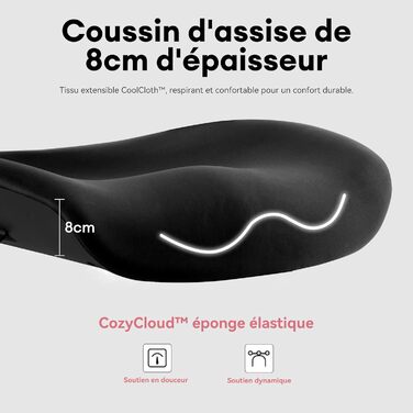 Ергономічне крісло для жінок Musso E80 Muse FemmePosture™ - регулювання нахилу 135°, 3D-підтримка попереку, 17см 4D-підголовник, висувна підніжка, регулювання глибини та висоти сидіння, регульовані підлокітники (Чорний)