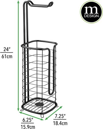 Тримач для туалетного паперу mDesign без свердління-окремо стоячий тримач для туалетного паперу для ванної кімнати - тримач для рулонів паперу з нержавіючої сталі з чотирма рулонами- (чорний)