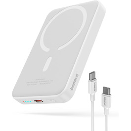 Магнітний, зовнішній акумулятор для iPhone 15/14/13/12, PD 20W, білий, 10000mAh