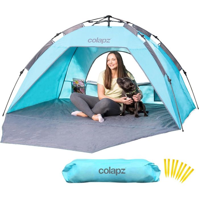 Намет для душу та туалету Colapz – портативна роздягальня для відпочинку на природі, пляжний намет, 2.1 м – водонепроникний, вітростійкий, блакитний