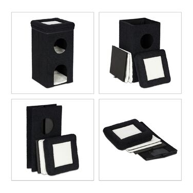 Зручна складана котяча печера Relaxdays чорного кольору