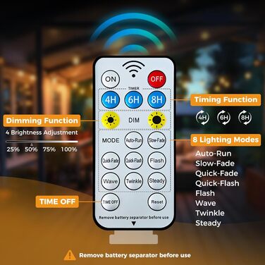 Сонячна гірлянда для вулиці Litogo з 25+2 LED-лампочками G40, 8 режимів, диммування, пульт дистанційного керування, тепле світло, для балкона, саду, тераси