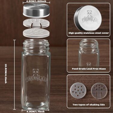 Набір скляних банок для спецій з дерев'яними кришками з акації, 24 шт по 120 мл (кутові)