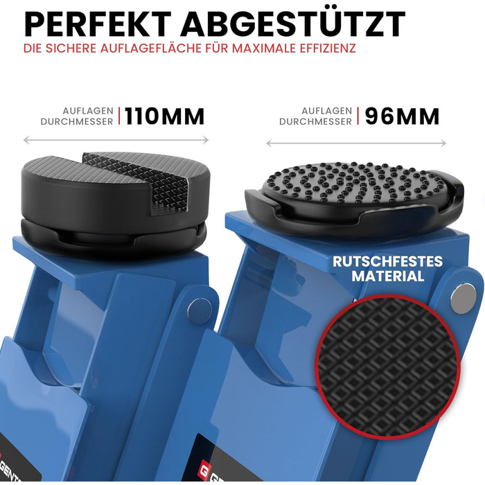 Гідравлічний домкрат 3T низькопрофільний 75-505мм з гумовими накладками для легкових авто та SUV – професійний, на колесах 360° (блакитний)