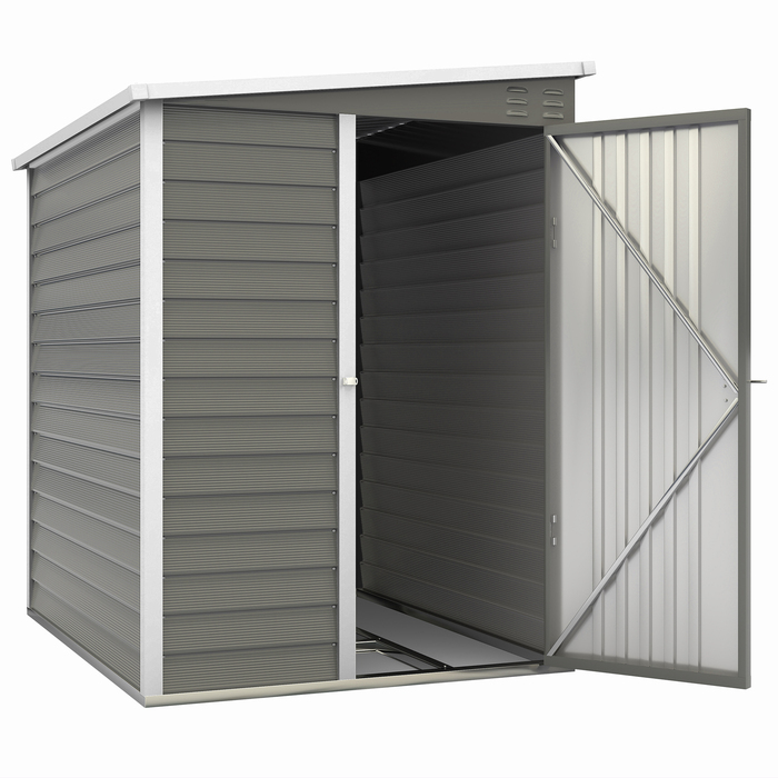 Outsunny Металева споруда 2,3м² 142x184x181см. Сховище для інструментів з фундаментом, похилим дахом, вікном, замикаючимся дверима, рукавичками, стійке до погодних умов. Садовий будиночок для саду, заднього двору, сірого кольору. | Aosom