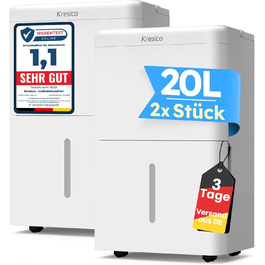 Електричний осушувач повітря 20л, осушувач для підвалу, для приміщень до 150м³/50м², тихий 39дБ з шлангом, фільтр, таймер, 10 років гарантії (2*20л/день)