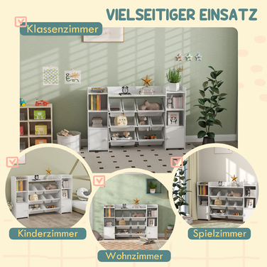 Організатор для дитячих речей, полиця для іграшок та книжок, для зручного прибирання, 8 висувних коробок, білий