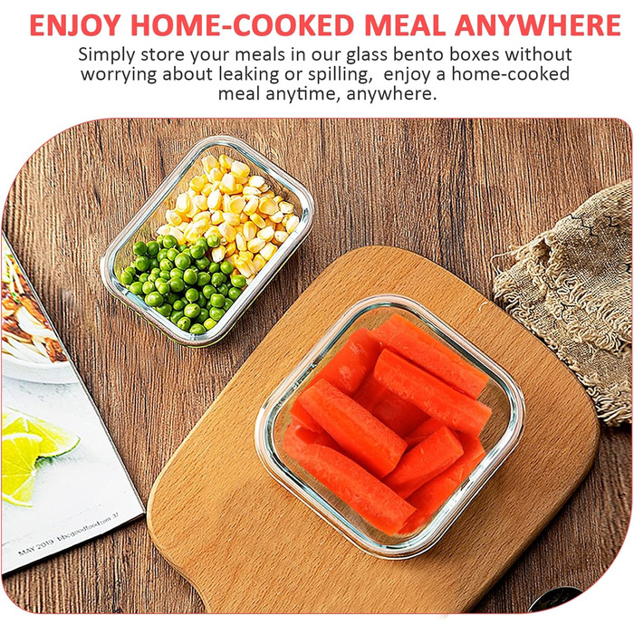 Набір скляних контейнерів Komuee 24 шт. для зберігання продуктів, з кришками, BPA-free, для мікрохвильовки та посудомийної машини (12 контейнерів та 12 кришок), червоний