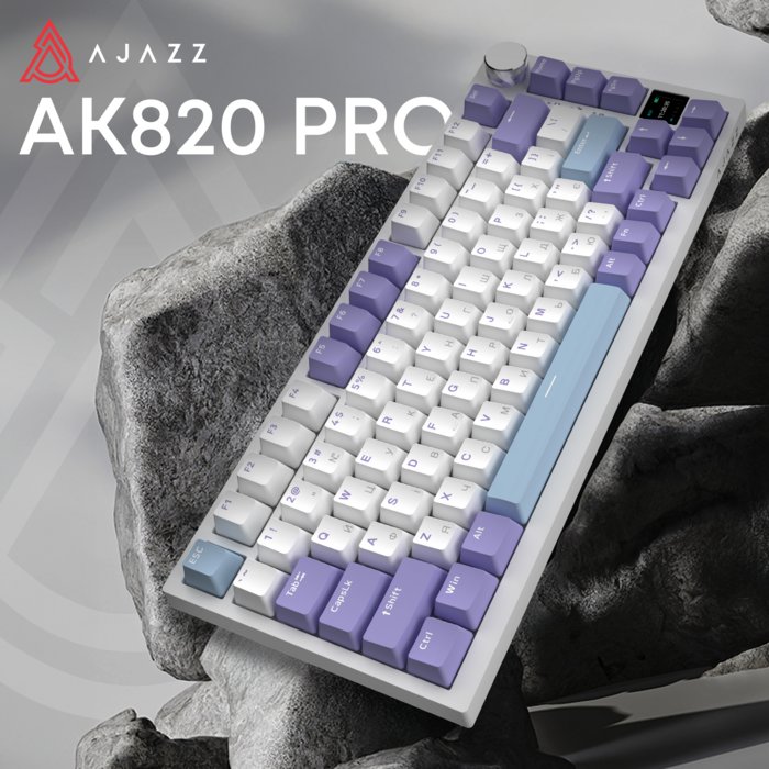 Бездротова механічна клавіатура Ajazz AK820 PRO PRO 75% Gift Switch White RGB   (AK820PRO-G-PWB)