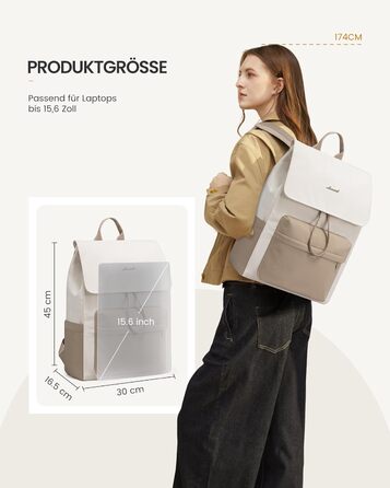 LOVEVOOK Рюкзак для жінок, 15.6 дюймів, рюкзак для школи, водонепроникний, для підлітків, легкий, з відділенням для ноутбука, для подорожей, універсітету, роботи, 15.6 дюймів, бежевий+хакі