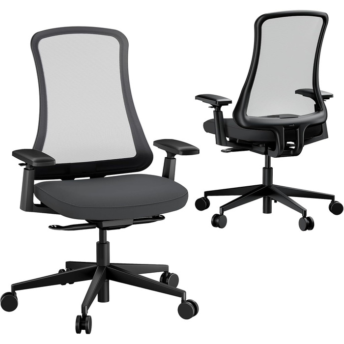 Офісний стілець ProtoArc Flexer ергономічний чорний з регулюванням глибини сидіння та дихаючою сітчастою спинкою для дому та офісу