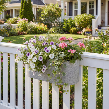 Набір з 2 горщиків для квітів з підвісним кріпленням та дренажною системою, з отвором та гачком, 42 x 16 x 15 см, світло-сірий