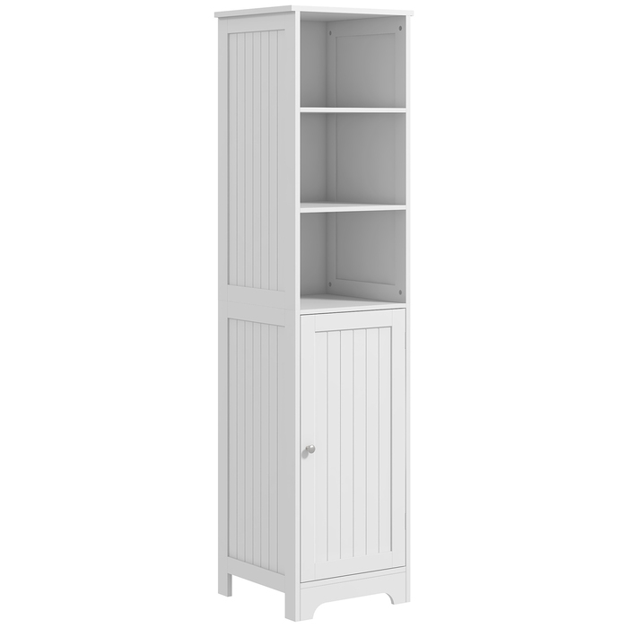 Шафа Kleankin для ванної кімнати/вітальні, 40x38x160 см, з 3 відкритими полицями та 1 шафкою, шафа для зберігання в білому кольорі