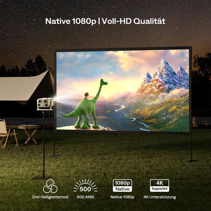 Aurzen Boom Mini 4-в-1 Smart Beamer: проєктор 4K з Google TV, аудіо Dolby 20W, Wi-Fi, Bluetooth, автофокус, корекція трапеції (зелений)