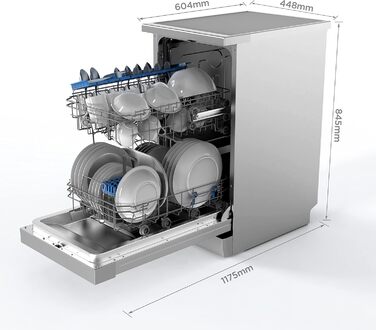 Посудомийна машина Midea SF 3.45N PRO: 9 комплектів, Inox, Wi-Fi, 47 dB, 45 см, енергоклас E