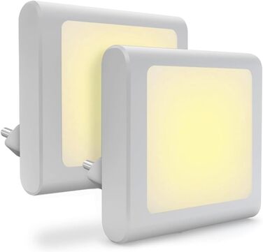 Нічник у розетку з датчиком сутінків, 【2 шт】 Регульована яскравість для дитячої кімнати, спальні, кухні, коридору, сходи, гаража, 2700K тепле біле світло