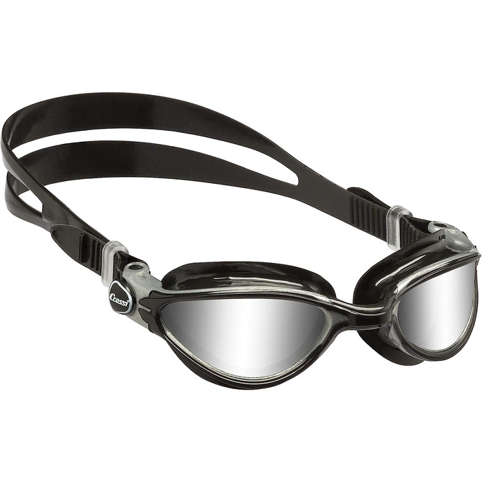 Окуляри для плавання для дорослих преміум-класу із захистом від запотівання та 100 ультрафіолетом (чорні/сріблясті, чорні дзеркальні лінзи)