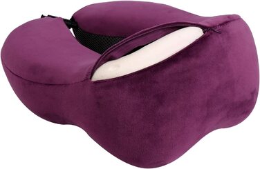 Набір подушок для шиї WELLGRO з 3D маскою для сну і затичками для вух - знімний чохол - Застібка-блискавка з піноматеріалу з ефектом пам'яті - в комплекті. Сумка для зберігання-Дорожня подушка - колір за вибором, колір (фуксія)