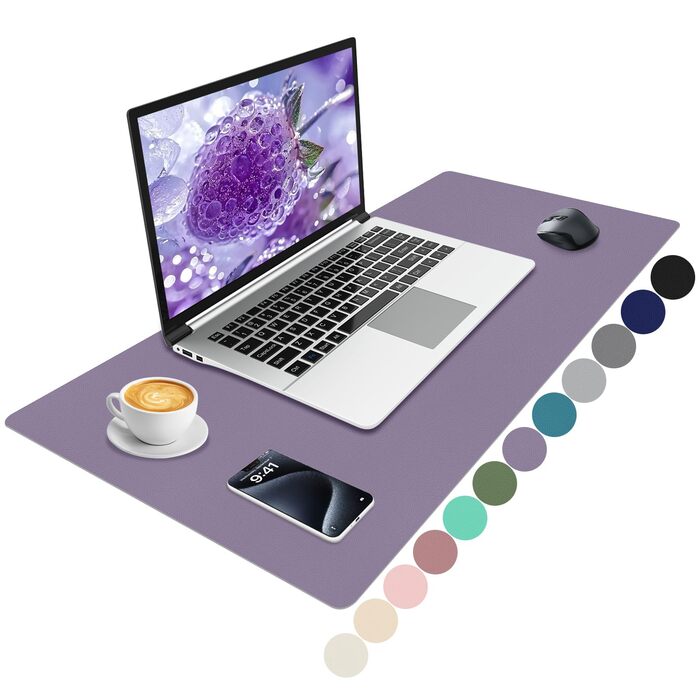 Килимок для столу та миші XXL Niviy (80x40 см), водонепроникна підкладка зі штучної шкіри PU, захисний килимок для офісу та дому, лавандовий